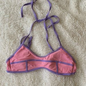 Pink and white aerie bikini top